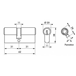 Κύλινδρος υπερασφαλείας VARIO DX - 31 x 31 - 5 κλειδιά THIRARD THIRARD - 1 2