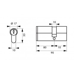 Κύλινδρος ασφαλείας HG5+ 80X10 νίκελ - 3 κλειδιά THIRARD THIRARD - 1 2