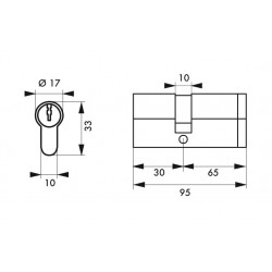 Κύλινδρος ασφαλείας HG5+ 30X65 νίκελ - 3 κλειδιά THIRARD 2