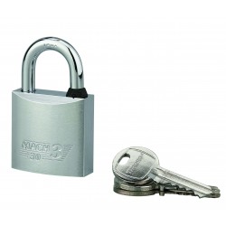 Λουκέτο MACH3 χρωμέ 30 χιλ. λαιμός inox - 3 κλειδιά THIRARD THIRARD - 1