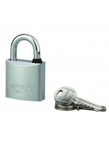 Λουκέτο MACH3 χρωμέ 30 χιλ. λαιμός inox - 3 κλειδιά THIRARD THIRARD - 1