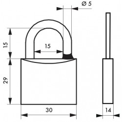 Λουκέτο MACH3 χρωμέ 30 χιλ. λαιμός inox - 3 κλειδιά THIRARD THIRARD - 1 2