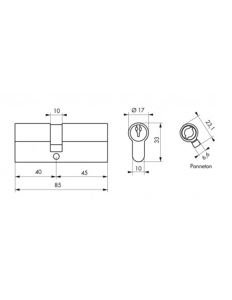 Κύλινδρος STD 40 x 45 χρυσός - 3 κλειδιά THIRARD THIRARD - 2