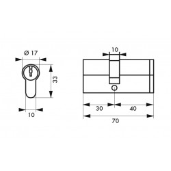 Κύλινδρος ασφαλείας HG5+ 30X40 νίκελ - 3 κλειδιά THIRARD THIRARD - 1 2