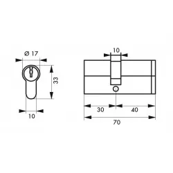 Κύλινδρος ασφαλείας HG5+ 30X40 νίκελ - 3 κλειδιά THIRARD THIRARD - 1 2