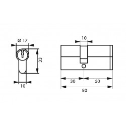 Κύλινδρος ασφαλείας HG5+ 30X50 νίκελ - 3 κλειδιά THIRARD THIRARD - 1 2