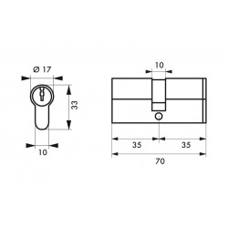 Κύλινδρος ασφαλείας HG5+ 35X35 νίκελ - 3 κλειδιά THIRARD THIRARD - 1 2