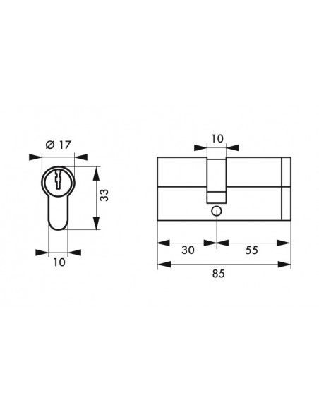 Κύλινδρος ασφαλείας HG5+ 30X55 νίκελ - 3 κλειδιά THIRARD THIRARD - 2