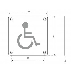 Ταμπελάκι 100 x 100 χιλ. inox βιδωτό - WC ατόμων με κινητικές δυσκολίες THIRARD THIRARD - 1 2