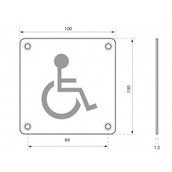 Ταμπελάκι 100 x 100 χιλ. inox βιδωτό - WC ατόμων με κινητικές δυσκολίες THIRARD THIRARD - 1 2
