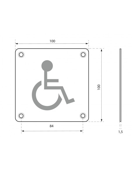 Ταμπελάκι 100 x 100 χιλ. inox βιδωτό - WC ατόμων με κινητικές δυσκολίες THIRARD THIRARD - 2