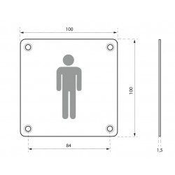 Ταμπελάκι 100 x 100 χιλ. inox βιδωτό - WC ανδρών THIRARD THIRARD - 1 2