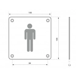 Ταμπελάκι 100 x 100 χιλ. inox βιδωτό - WC ανδρών THIRARD THIRARD - 1 2