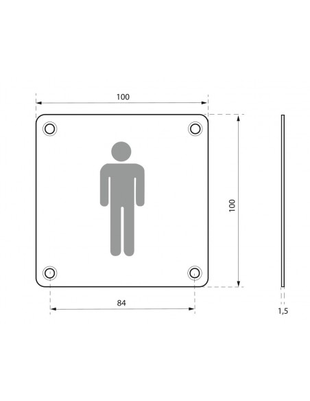 Ταμπελάκι 100 x 100 χιλ. inox βιδωτό - WC ανδρών THIRARD THIRARD - 2