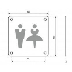 Ταμπελάκι 100 x 100 χιλ. inox βιδωτό - WC THIRARD THIRARD - 1 2