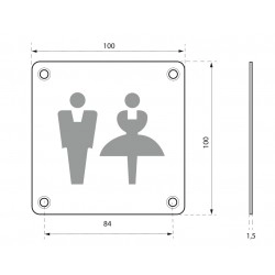 Ταμπελάκι 100 x 100 χιλ. inox βιδωτό - WC THIRARD THIRARD - 1 2