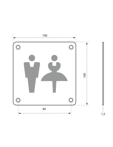 Ταμπελάκι 100 x 100 χιλ. inox βιδωτό - WC THIRARD THIRARD - 2