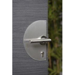 Πλάκα ώθησης δεξιάς πόρτας αυτοκόλλητη inox ημικύκλιο με τρύπα κυλίνδρου 230x150 mm THIRARD THIRARD - 1 2