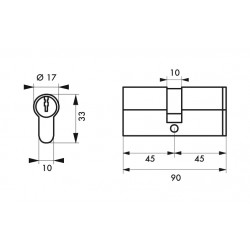 Κύλινδρος ασφαλείας HG5+ 45X45 νίκελ - 3 κλειδιά THIRARD THIRARD - 1 2