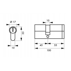 Κύλινδρος ασφαλείας HG5+ 45X55 νίκελ - 3 κλειδιά THIRARD THIRARD - 1 2
