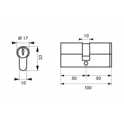 Κύλινδρος ασφαλείας HG5+ 50X50 νίκελ - 3 κλειδιά THIRARD THIRARD - 1 2