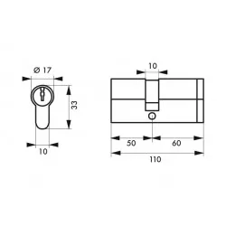 Κύλινδρος ασφαλείας HG5+ 50X60 νίκελ - 3 κλειδιά THIRARD THIRARD - 1 2