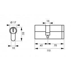 Κύλινδρος ασφαλείας HG5+ 45X70 νίκελ - 3 κλειδιά THIRARD THIRARD - 1 2