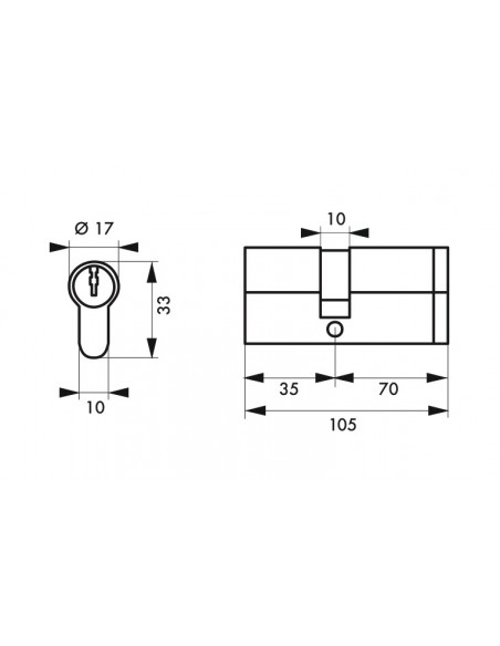 Κύλινδρος ασφαλείας HG5+ 35X70 νίκελ - 3 κλειδιά THIRARD THIRARD - 2