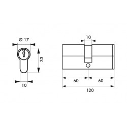 Κύλινδρος ασφαλείας HG5+ 60X60 νίκελ - 3 κλειδιά THIRARD THIRARD - 1 2