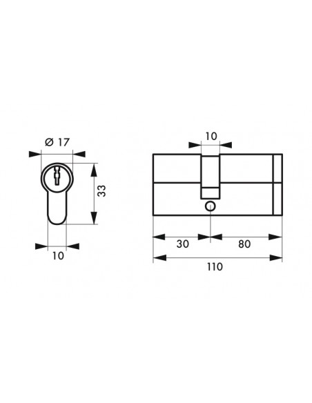 Κύλινδρος ασφαλείας HG5+ 30X80 νίκελ - 3 κλειδιά THIRARD THIRARD - 2