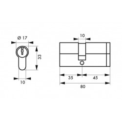 Κύλινδρος ασφαλείας HG5+ 35X45 νίκελ - 3 κλειδιά THIRARD THIRARD - 1 2