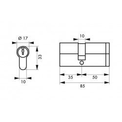 Κύλινδρος ασφαλείας HG5+ 35X50 νίκελ - 3 κλειδιά THIRARD THIRARD - 1 2
