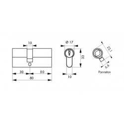 Κύλινδρος ασφαλείας HG5+ 30X50 νίκελ - 5 κλειδιά THIRARD THIRARD - 1 2