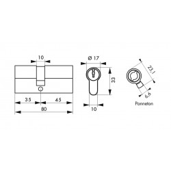 Κύλινδρος ασφαλείας HG5+ 35X45 νίκελ - 5 κλειδιά THIRARD THIRARD - 1 2