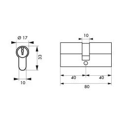 Κύλινδρος ασφαλείας HG5+ 40X40 νίκελ - 5 κλειδιά THIRARD THIRARD - 1 2