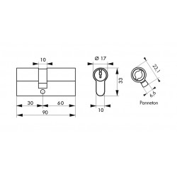 Κύλινδρος ασφαλείας HG5+ 30X60 νίκελ - 5 κλειδιά THIRARD THIRARD - 1 2