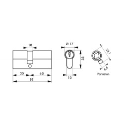 Κύλινδρος ασφαλείας HG5+ 30X65 νίκελ - 5 κλειδιά THIRARD THIRARD - 1 2
