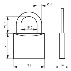 Λουκέτο MACH2 35 χιλ. - 2 κλειδιά THIRARD THIRARD - 1 2