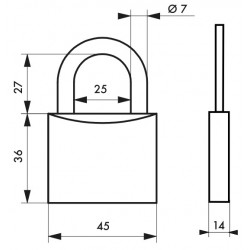 Λουκέτο MACH2 45 χιλ. - 2 κλειδιά THIRARD THIRARD - 1 2