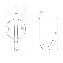 Κρεμαστράκι μονό Φ52 x 81 χιλ. inox THIRARD THIRARD - 1 2