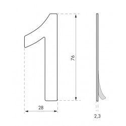 Ταμπελάκι αριθμός 1 76 χιλ. inox αυτοκόλλητο THIRARD THIRARD - 1 2