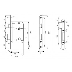 Κλειδαριά μεσόπορτας WC 70 x 70 THIRARD THIRARD - 1 2