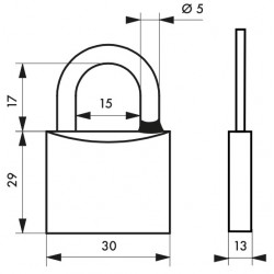 Λουκέτο TYPE1 ορειχάλκινο νίκελ 30 χιλ. inox λαιμός - 2 κλειδιά THIRARD THIRARD - 1 2