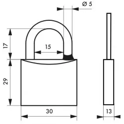 Λουκέτο TYPE1 ορειχάλκινο νίκελ 30 χιλ. inox λαιμός - 2 κλειδιά THIRARD THIRARD - 1 2