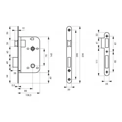 Κλειδαριά μεσόπορτας WC 80 x 70 THIRARD THIRARD - 1 2