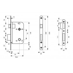 Κλειδαριά μεσόπορτας WC 70 x 70 THIRARD THIRARD - 1 2
