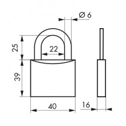 Λουκέτο INOX TRANSIT 2 40 χιλ. - 2 κλειδιά THIRARD THIRARD - 1 2