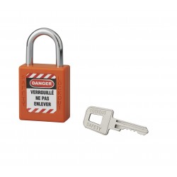 Λουκέτο πλαστικό lockout 40 χιλ.  πορτοκαλί με ατσάλινο λαιμό ύψους 25 χιλ. 1 κλειδί THIRARD THIRARD - 1