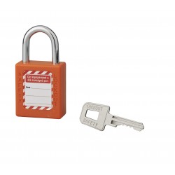 Λουκέτο πλαστικό lockout 40 χιλ.  πορτοκαλί με ατσάλινο λαιμό ύψους 25 χιλ. 1 κλειδί THIRARD THIRARD - 1 2