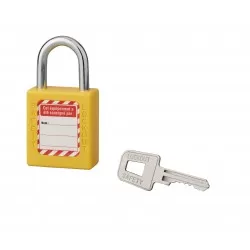 Λουκέτο πλαστικό lockout 40 χιλ.  κίτρινο με ατσάλινο λαιμό ύψους 25 χιλ. 1 κλειδί THIRARD THIRARD - 1 2